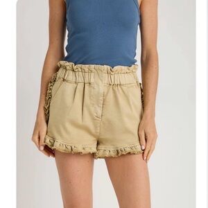 Tan Ruffle Shorts